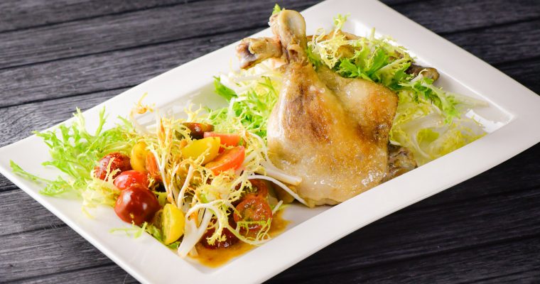 Sous Vide Duck Confit with Heirloom Tomato Salad