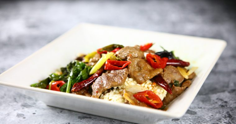 Spicy Crispy Beef with Rice Crusts