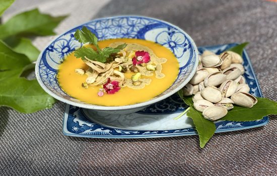 Creamy Carrot Ginger Soup with California Pistachios