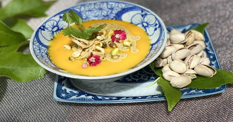 Creamy Carrot Ginger Soup with California Pistachios