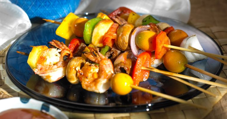 Grilled Skewered Prawns
