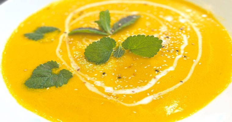 Ginger Carrot Soup with Curry Coconut Cream