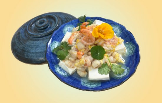 Savory Seafood over Poached Tofu